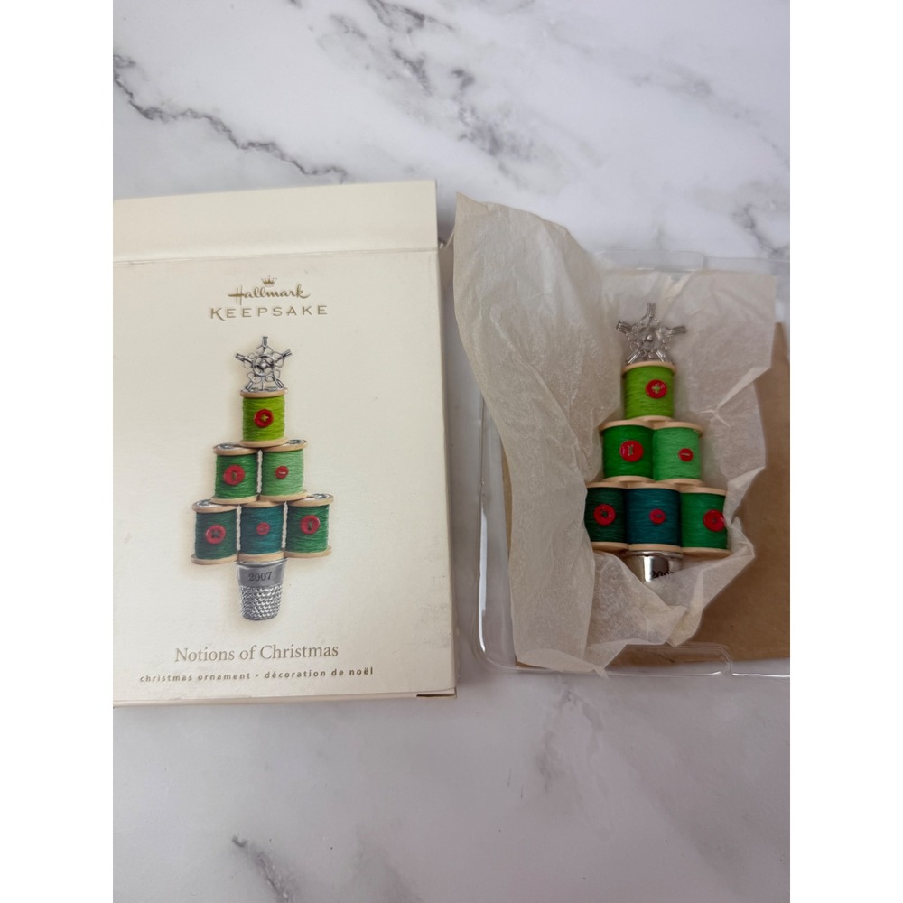 Vintage Hallmark Notions Of Christmas Thread Spools Christmas Tree Ornament New